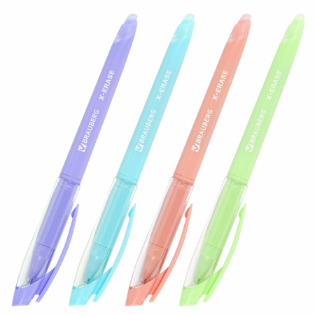 Ручка стираемая гелевая с грипом BRAUBERG X-ERASE PASTEL, СИНЯЯ, узел 0,7 мм, линия 0,35 мм, 143953 - Ручки со стираемыми чернилами