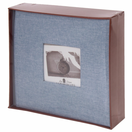 Фотоальбом BRAUBERG "Джинс" на 200 фото 10х15 см, ткань, бумажные страницы, переплет, бокс, 391173 - Фотоальбомы