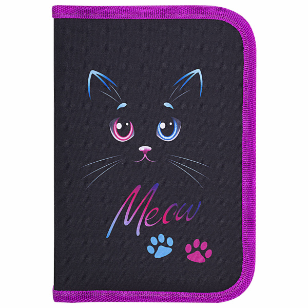 Пенал BRAUBERG, 1 отделение, полиэстер, 21х14 см, "Black Cat", 271529 - Пеналы каркасные