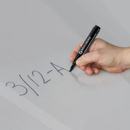 Маркер перманентный BRAUBERG "Classic", ЧЕРНЫЙ, круглый наконечник, 3 мм, с клипом, 150300 - Маркеры перманентные