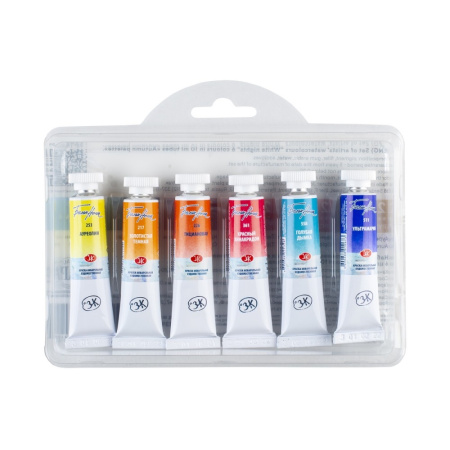 Набор акварельных художественных красок "Белые ночи" - Осенняя палитра, 6 цветов в тубах по 10 мл, пластиковый коррекс - Акварель художественная в наборах