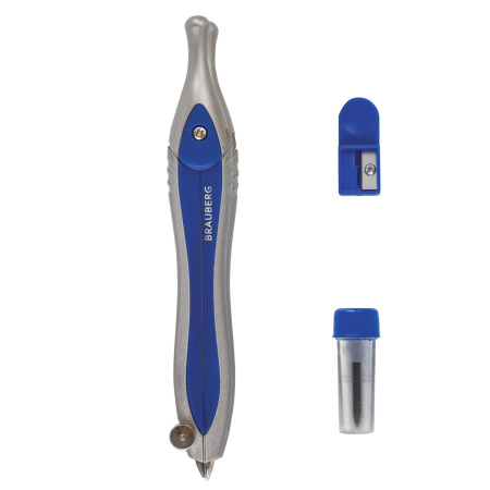 Готовальня BRAUBERG "Extra", 3 предмета (циркуль 125 мм, точилка, грифель), в пенале, 210685 - Циркули и готовальни