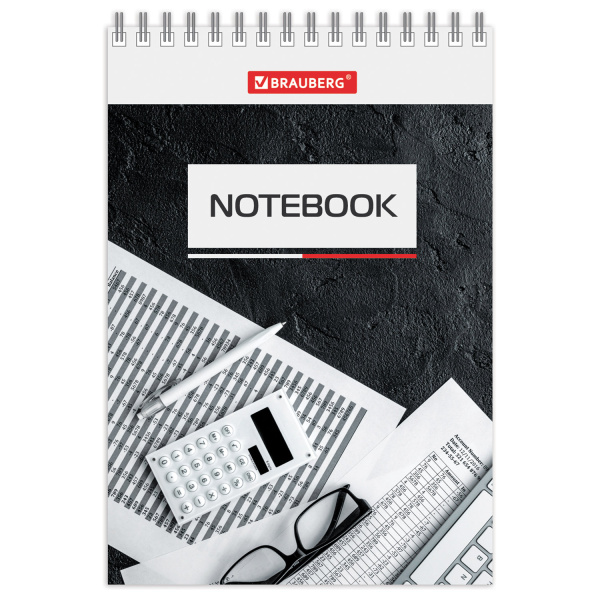 Блокнот МАЛЫЙ ФОРМАТ (97х145 мм) А6, 40 л., гребень, картон, клетка, BRAUBERG, "Идеальный офис", 129823 - Блокноты