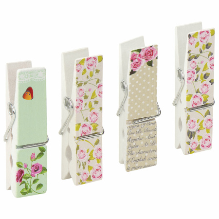 Прищепки декоративные широкие "Шебби-шик", 4 штуки, 7,2 см, ассорти, ОСТРОВ СОКРОВИЩ, 662679 - Прищепки для творчества