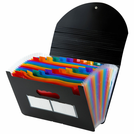 Папка-органайзер для бумаг и документов на резинке, 25 отделений, BRAUBERG DOCS, А4, черная, 271151 - Папки пластиковые с отделениями