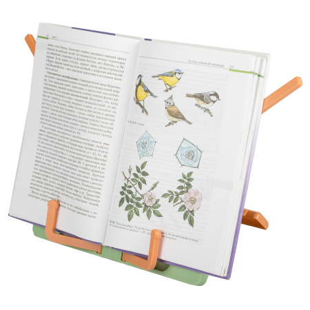 Подставка для книг ЮНЛАНДИЯ, регулируемый наклон, прочный ABS-пластик, светло-зеленая, 237898 - Подставки для книг