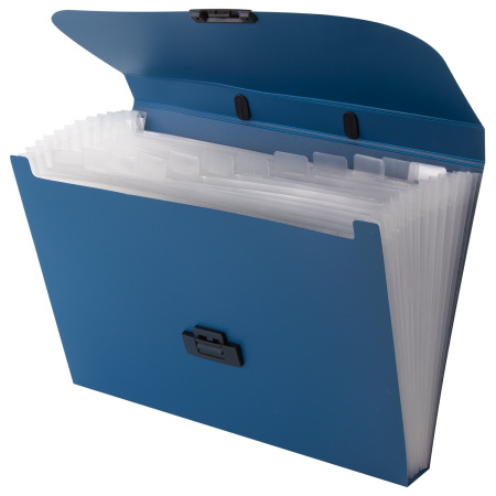 Портфель пластиковый STAFF А4 (330х235х36 мм), 13 отделений, индексные ярлыки, синий, 229244 - Портфели пластиковые