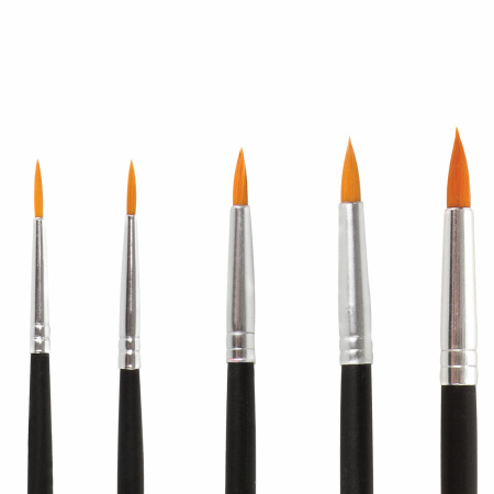 Кисти BRAUBERG, набор 5 шт. (синтетика, круглые № 1, 2, 3, 4, 5), блистер, 200218 - Кисти для рисования