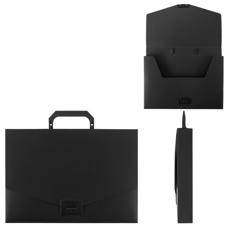 Портфель пластиковый STAFF А4 (320х225х36 мм), без отделений, черный, 229241 - Портфели пластиковые