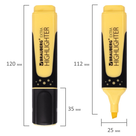 Набор текстовыделителей 12 ЦВЕТОВ на подставке, BRAUBERG "EXTRA", прорезиненный корпус, линия 1-5 мм, 151758 - Текстовыделители