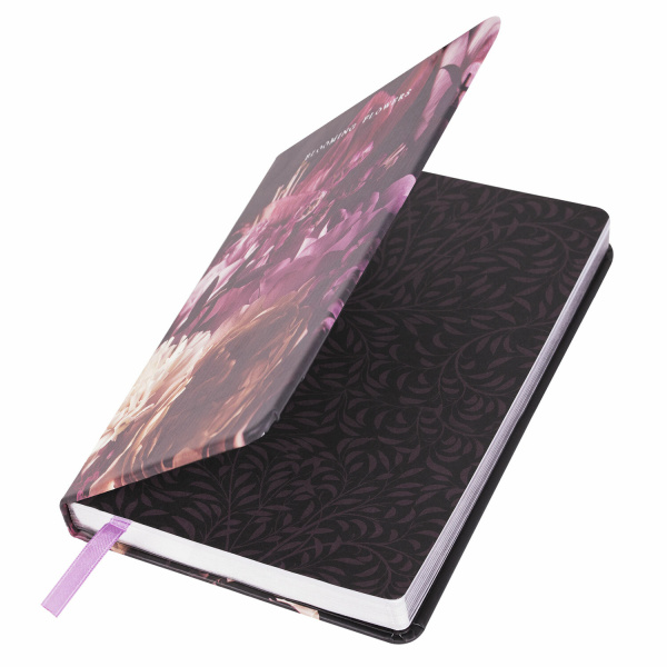 Ежедневник недатированный B6 (127х186 мм), BRAUBERG VISTA, под кожу, твердый, срез фольга, 136 л., "Flowers", 112109 - Ежедневники с покрытием "под кожу и ткань"