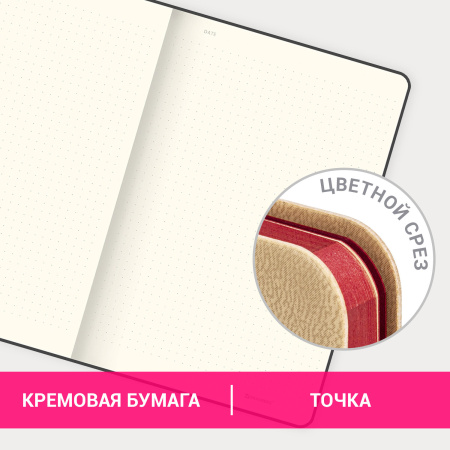 Блокнот А5 (148x218 мм), BRAUBERG "Metropolis Mix", под кожу, 80 л., в точку, бежевый, 113317 - Бизнес-блокноты и бизнес-тетради