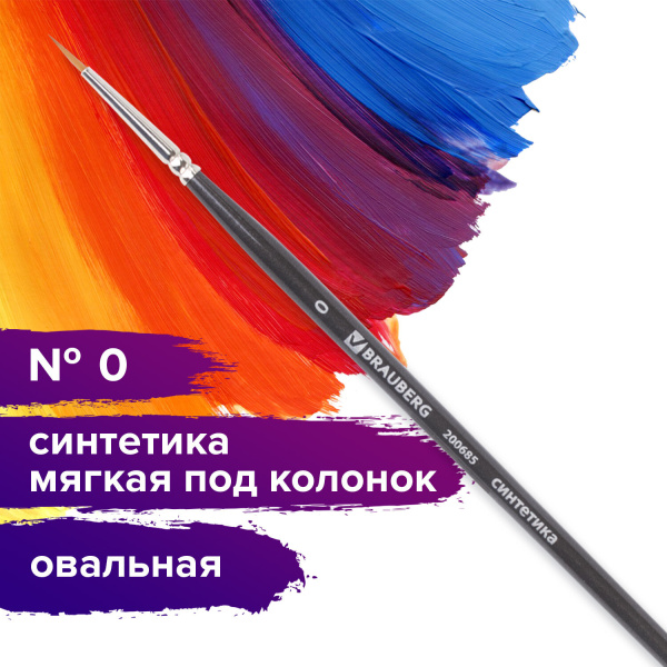 Кисть художественная проф. BRAUBERG ART CLASSIC, синтетика мягкая под колонок, кругл, № 0, кор руч, 200685 - Кисти художественные из синтетического волоса
