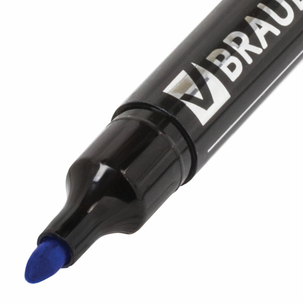 Маркер перманентный BRAUBERG "Contract", СИНИЙ, круглый наконечник, 3 мм, 150466 - Маркеры перманентные