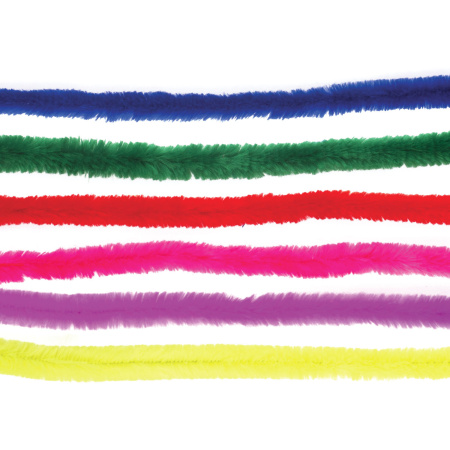 Проволока синельная для творчества "Пушистая", 6 цв., 18 шт., 1,5х30 см, ОСТРОВ СОКРОВИЩ, 661529 - Проволока синельная (пушистая)