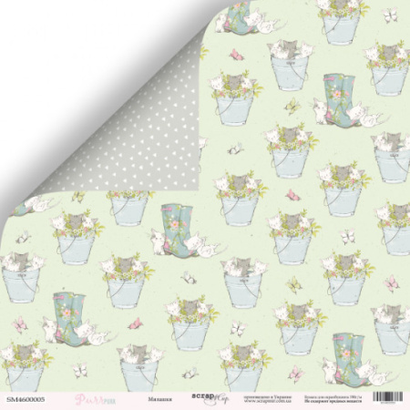 Лист двусторонней бумаги "Милашки" из коллекции "Pur Pur" 30*30 см от Scrapmir