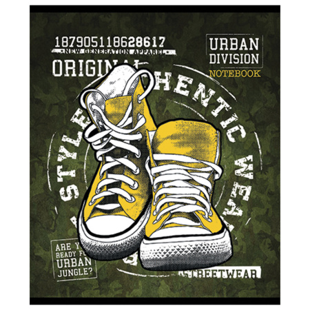 Тетрадь А5, 48 л., ПЗБМ, скоба, клетка, Soft Touch, конгрев, выборочный лак, "Урбан Дивижн" (5 видов), 029432 - Тетради 40-48 листов