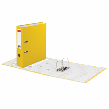 Папка-регистратор BRAUBERG с покрытием из ПВХ, 80 мм, с уголком, желтая (удвоенный срок службы), 227194 - Папки-регистраторы с арочным механизмом