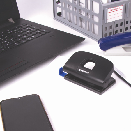 Дырокол BRAUBERG "Extra", до 10 листов, черный, 229090 - Дыроколы настольные