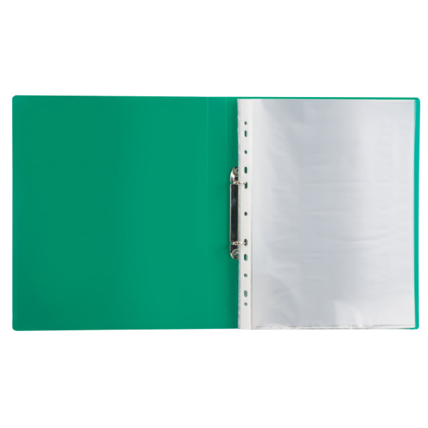 Папка для портфолио и презентаций, 2 кольца, 20 файлов, пластик, зеленая, BRAUBERG, 126677 - Портфолио