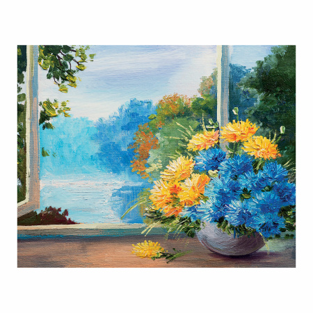 Холст на картоне с контуром BRAUBERG ART CLASSIC "БУКЕТ" 30х40см, грунтованный, хлопок, 191540 - Холсты