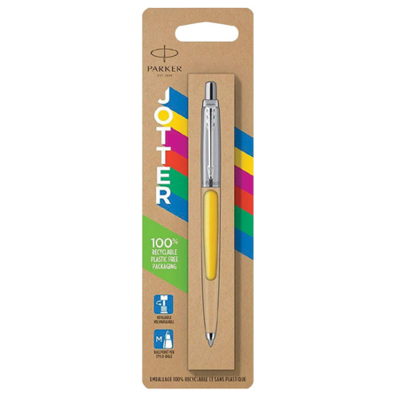 Ручка шариковая PARKER "Jotter Orig Yellow", корпус желтый, нержавеющая сталь, блистер, синяя, 2076056 - Ручки шариковые подарочные