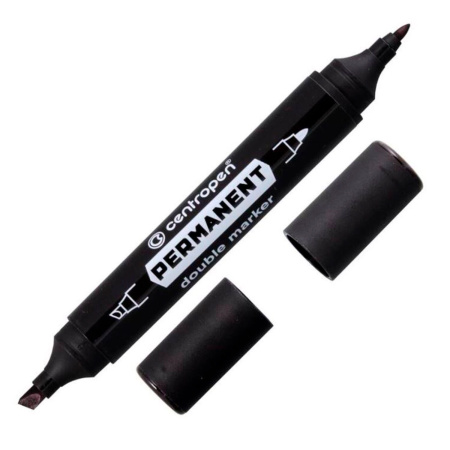 Маркер перманентный двусторонний CENTROPEN 1666, ЧЕРНЫЙ, круглый/скошенный, 1/1-4 мм, 6 1666 0112 - Маркеры перманентные