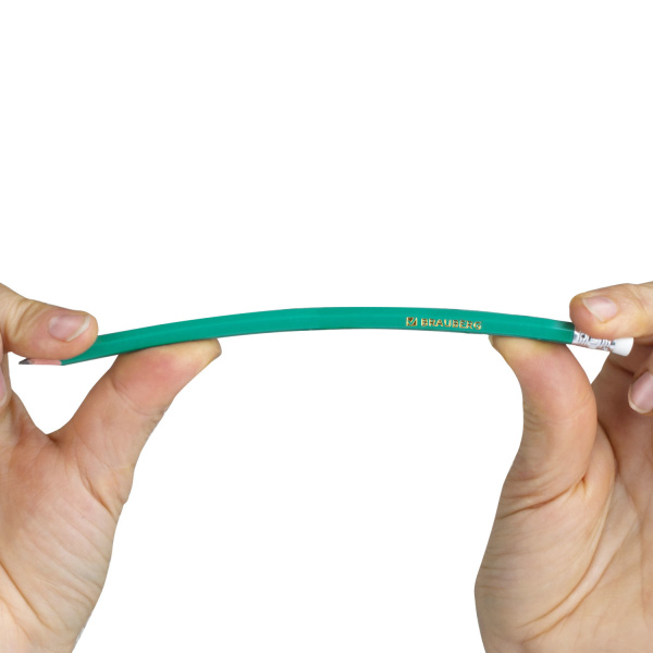 Карандаши чернографитные BRAUBERG НАБОР 12 шт., НВ, с резинкой, пластиковый зеленый корпус, 180678 - Карандаши чернографитные