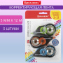 Корректирующая лента BRAUBERG ULTRA COLOR, 5 мм x 12 м, механизм перемотки, ВЫГОДНАЯ УПАКОВКА 3 штуки в блистере, 271253 - Корректирующие ленты