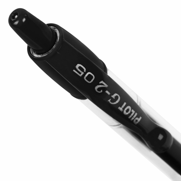 Ручка гелевая автоматическая с грипом PILOT G-2, ЧЕРНАЯ, корпус прозрачный, узел 0,5 мм, линия письма 0,3 мм, BL-G2-5 - Ручки гелевые автоматические