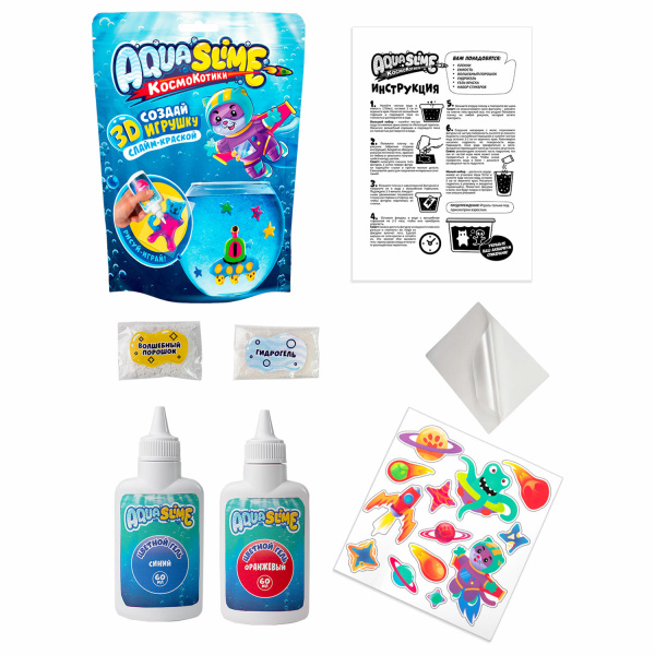 Набор для создания фигурок из цветного геля MINI "Aqua Slime", шаблоны, SLIME, AQ003 - Наборы для экспериментов и опытов