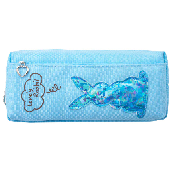 Пенал-косметичка ЮНЛАНДИЯ, 2 отделения, мягкий, "Зайка", голубой, 20х7х9 см, 228987 - Пеналы мягкие