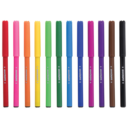 Фломастеры ЮНЛАНДИЯ 12 цветов, "УРОКИ РИСОВАНИЯ", вентилируемый колпачок, ПВХ, 151416 - Фломастеры классические