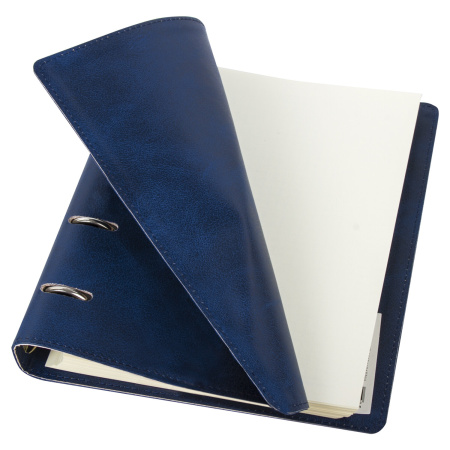 Тетрадь на кольцах А5 (180х220 мм), 120 листов, под кожу, клетка, BRAUBERG "Main", синий, 402005 - Тетради на кольцах и сменные блоки к ним