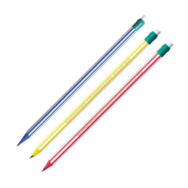 Карандаши чернографитные BIC Evolution "Stripes", НАБОР 3 шт., HB, с ластиком, блистер, 8902781 - Карандаши чернографитные