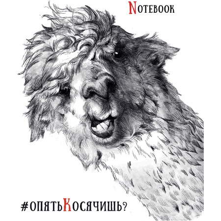 Тетрадь А5, 48 л., ПЗБМ, скоба, клетка, Soft Touch, выборочный лак, "Черно-белые звери" (5 видов), 027941 - Тетради 40-48 листов