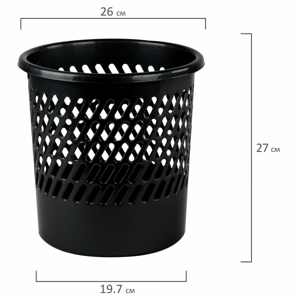 Корзина для бумаг STAFF "Basic" сетчатая, 11 л, черная, 237917 - Корзины для бумаг