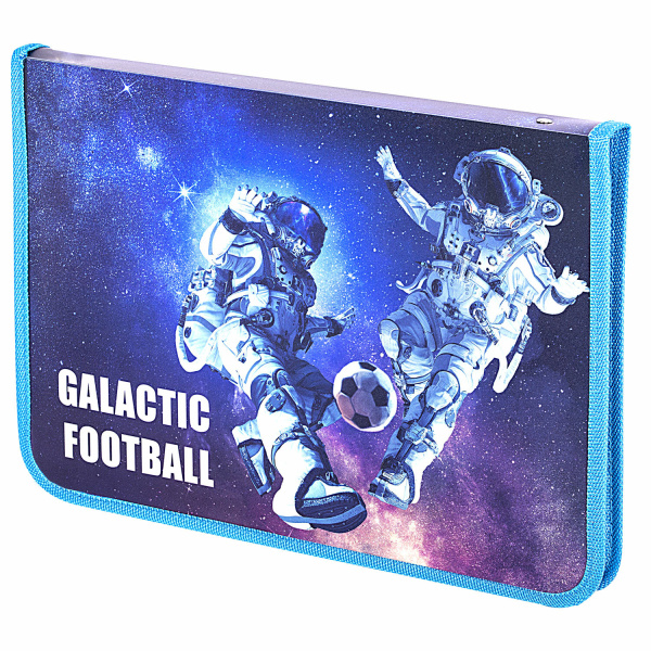 Папка для труда на молнии ЮНЛАНДИЯ А4, 1 отделение, откидная планка, органайзер, "Football", 270986 - Папки для тетрадей и уроков труда