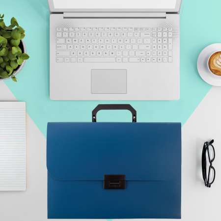 Портфель пластиковый STAFF А4 (330х235х36 мм), 13 отделений, индексные ярлыки, синий, 229244 - Портфели пластиковые