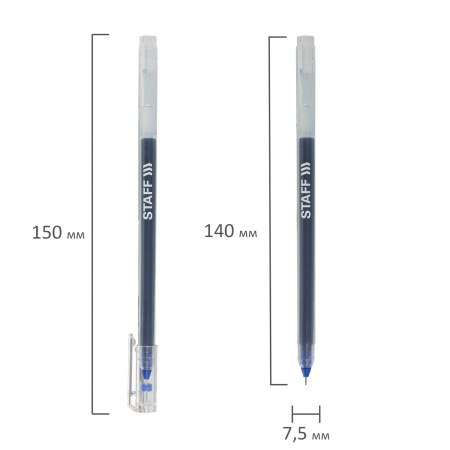 Ручка гелевая STAFF "EVERYDAY" GP-673, СИНЯЯ, длина письма 1000 м, игольчатый узел 0,5 мм, линия письма 0,35 мм, 143672 - Ручки гелевые неавтоматические