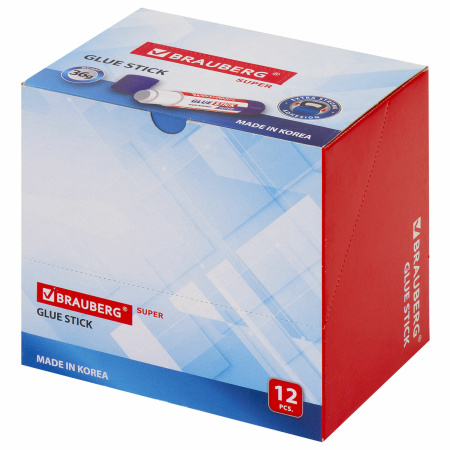 Клей-карандаш BRAUBERG SUPER, 36 г, ЮЖНАЯ КОРЕЯ, 229543 - Клей-карандаш