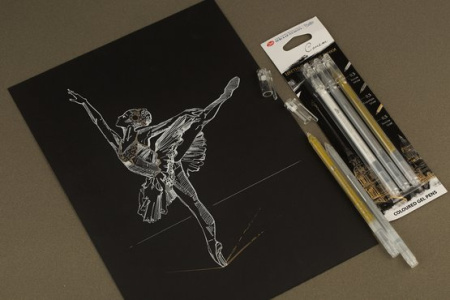 Набор ручек гелевых 0,5 мм "Сонет", 3 штуки (белая, серебро, золото) - Гелевые ручки