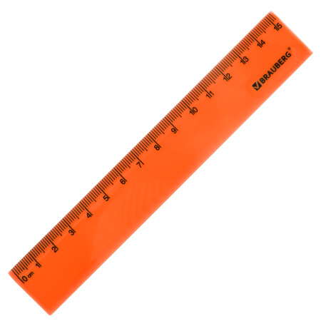 Линейка пластиковая 15 см BRAUBERG "NEON", непрозрачная, ассорти, 210750 - Линейки