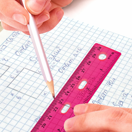 Линейка пластиковая 30 см, BRAUBERG "Crystal", тонированная, ассорти, 210291 - Линейки