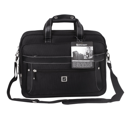 Сумка-портфель BRAUBERG с отделением для ноутбука 15-16", "Carbon", 2 отделения, графит, 41х31х13 см, 240509 - Сумки деловые с отделением для ноутбука и планшета