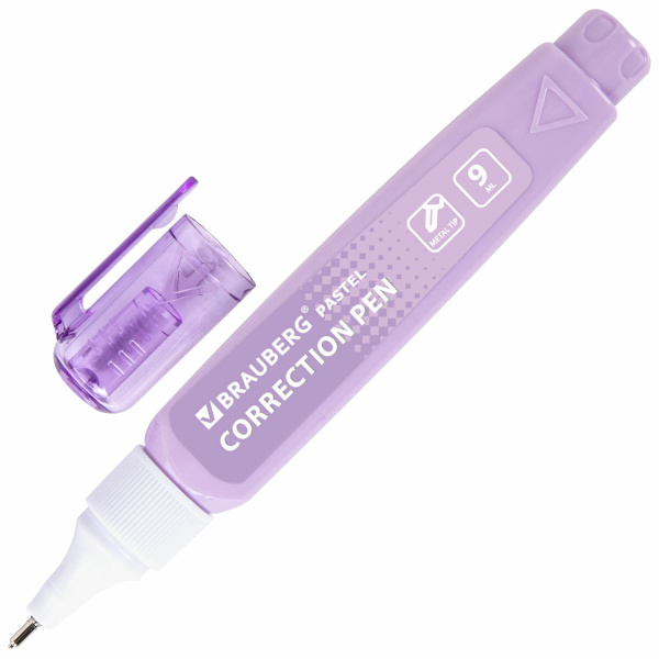 Ручка-корректор в пастельном корпусе BRAUBERG PASTEL, 9 мл, металлический наконечник, ассорти, 1 шт, 271251 - Корректирующие ручки