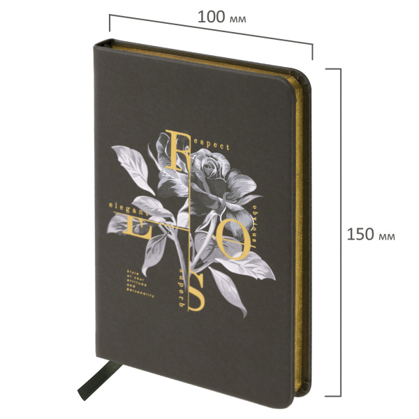 Блокнот МАЛЫЙ ФОРМАТ (100х150 мм) А6, BRAUBERG VISTA "Rose", под кожу, твердый, срез фольга, 80 л., 112097 - Бизнес-блокноты и бизнес-тетради