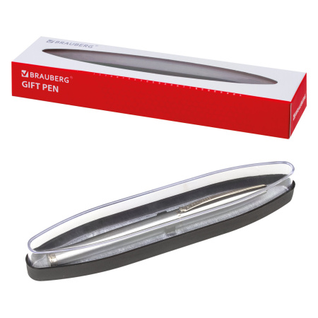 Ручка подарочная перьевая BRAUBERG "Ballet", СИНЯЯ, корпус серебистый с хромированными деталями, 143481 - Ручки бизнес-класса