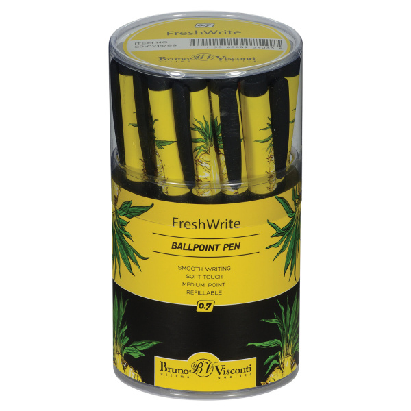 Ручка шариковая BRUNO VISCONTI FreshWrite, СИНЯЯ, "Ананас", узел 0,7 мм, линия письма 0,5 мм, 20-0214/89 - Ручки шариковые неавтоматические