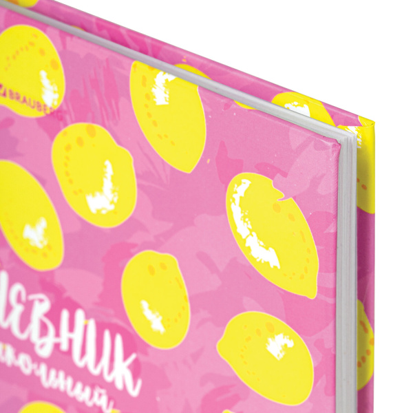 Дневник 5-11 класс 48 л., твердый, BRAUBERG, выборочный лак, с подсказом, "Лимоны", 106637 - Дневники для старших классов